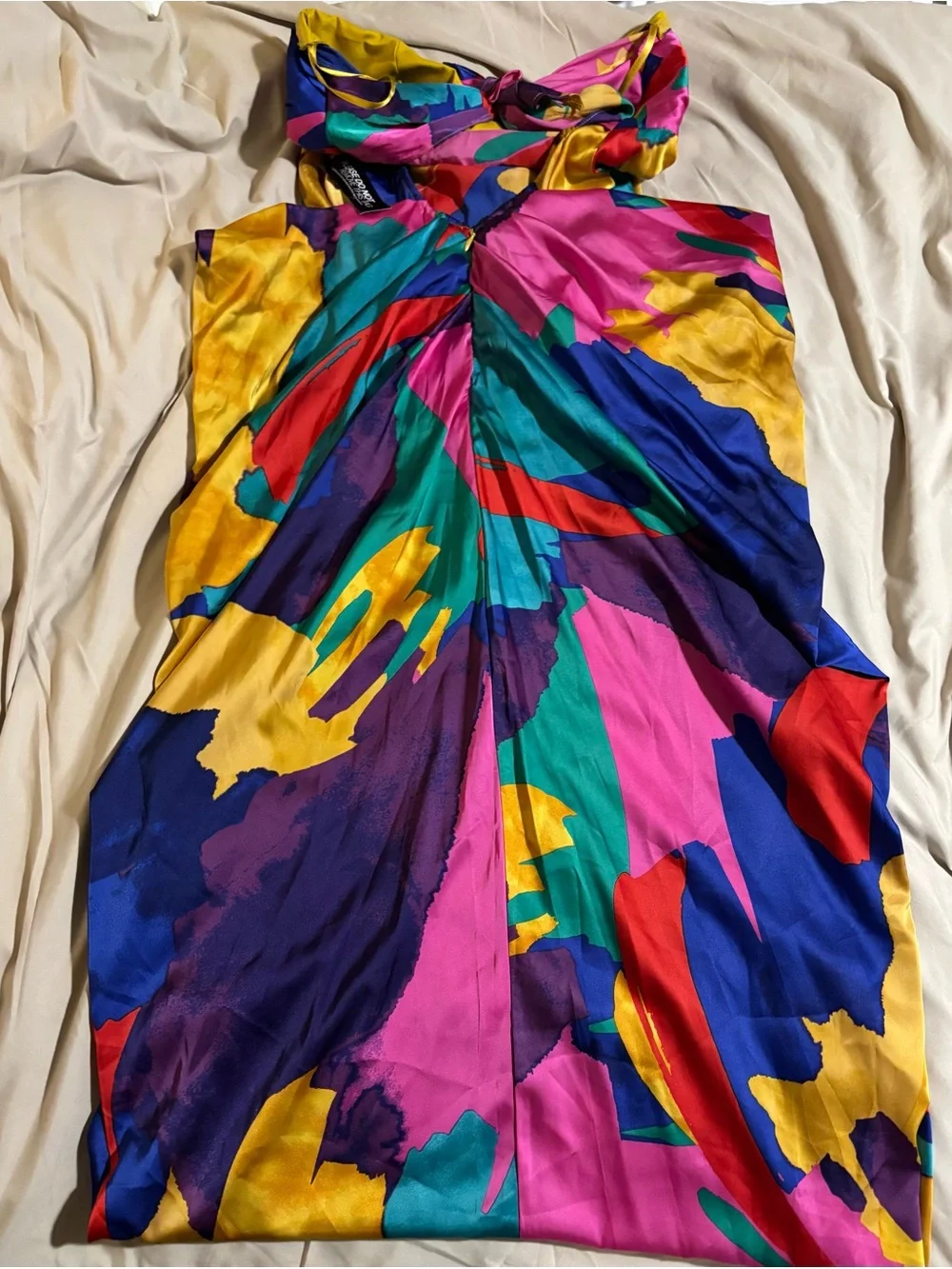 NWT Gabrielle Union New York & Company XL Colorful Abstract High-Low Maxi Dress - Picture 6 of 11